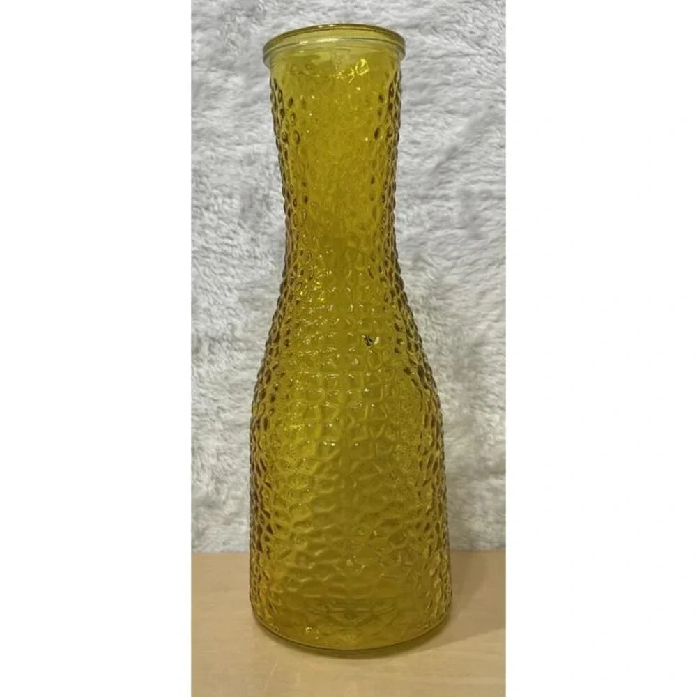 Vintage Dominion Glass DPS Amber Hobnail Vase 9